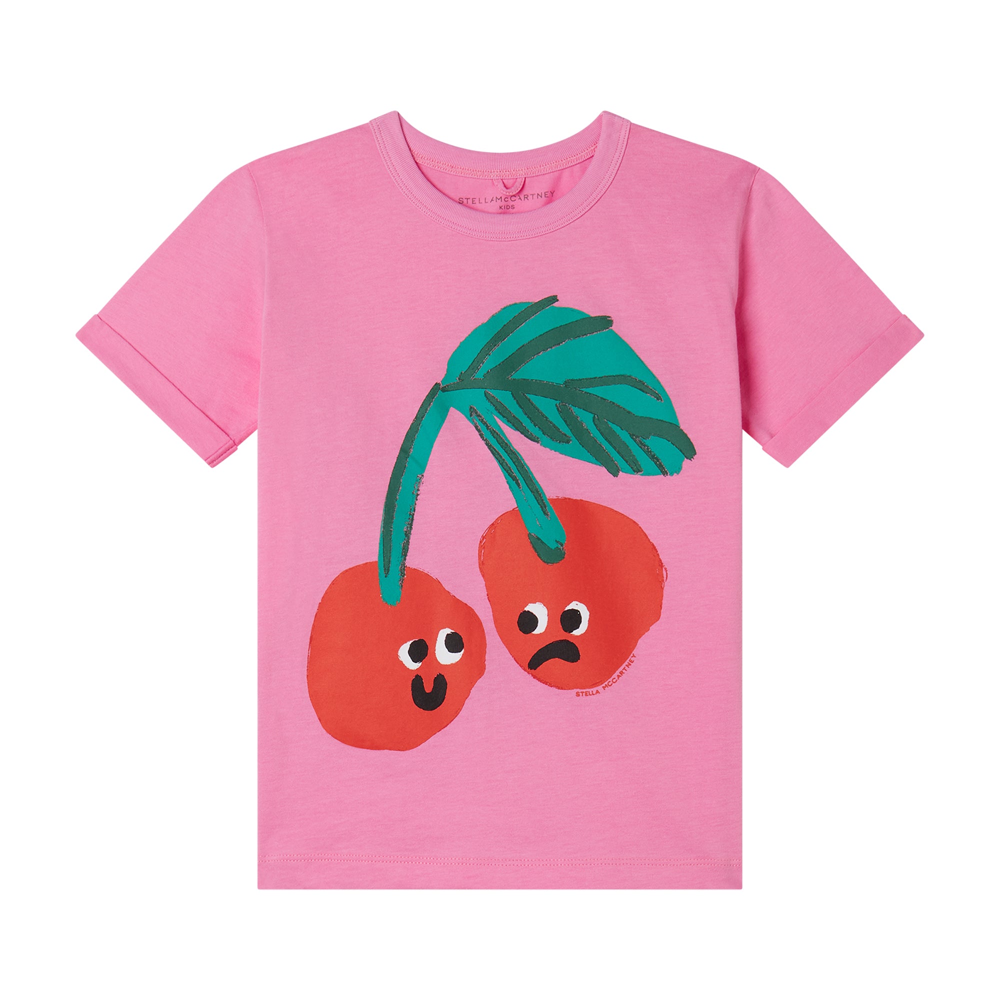 Stella McCartney Kids Girls Pink Cherry T-Shirt Stella McCartney Kids Girls Pink Cherry T-Shirt