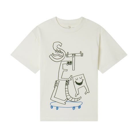 Stella McCartney Kids Boys White Skate T-Shirt Stella McCartney Kids Boys White Skate T-Shirt