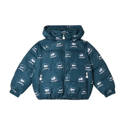 Stella McCartney Kids Boys Teal Monster Puffer Coat Stella McCartney Kids Boys Teal Monster Puffer Coat