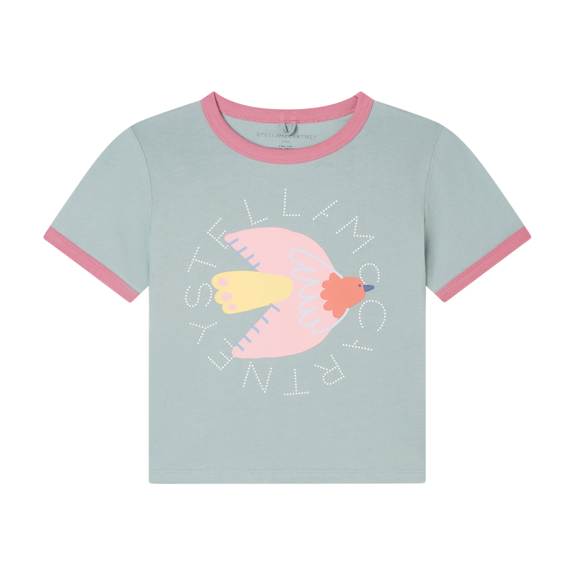 Stella McCartney Kids Girls Green Bird T-Shirt Stella McCartney Kids Girls Green Bird T-Shirt