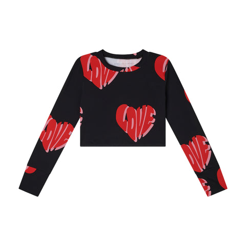 Stella McCartney Kids Girls Black Love Heart Top Stella McCartney Kids Girls Black Love Heart Top