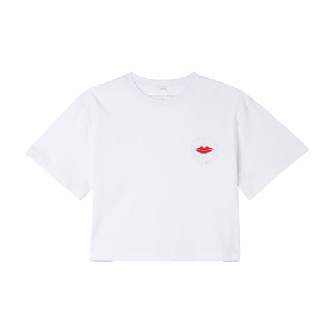 Stella McCartney Kids Girls White Lips T-Shirt Stella McCartney Kids Girls White Lips T-Shirt