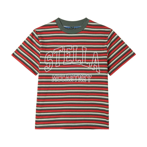 Stella McCartney Kids Boys Red Stripe Colourful T-Shirt Stella McCartney Kids Boys Red Stripe Colourful T-Shirt