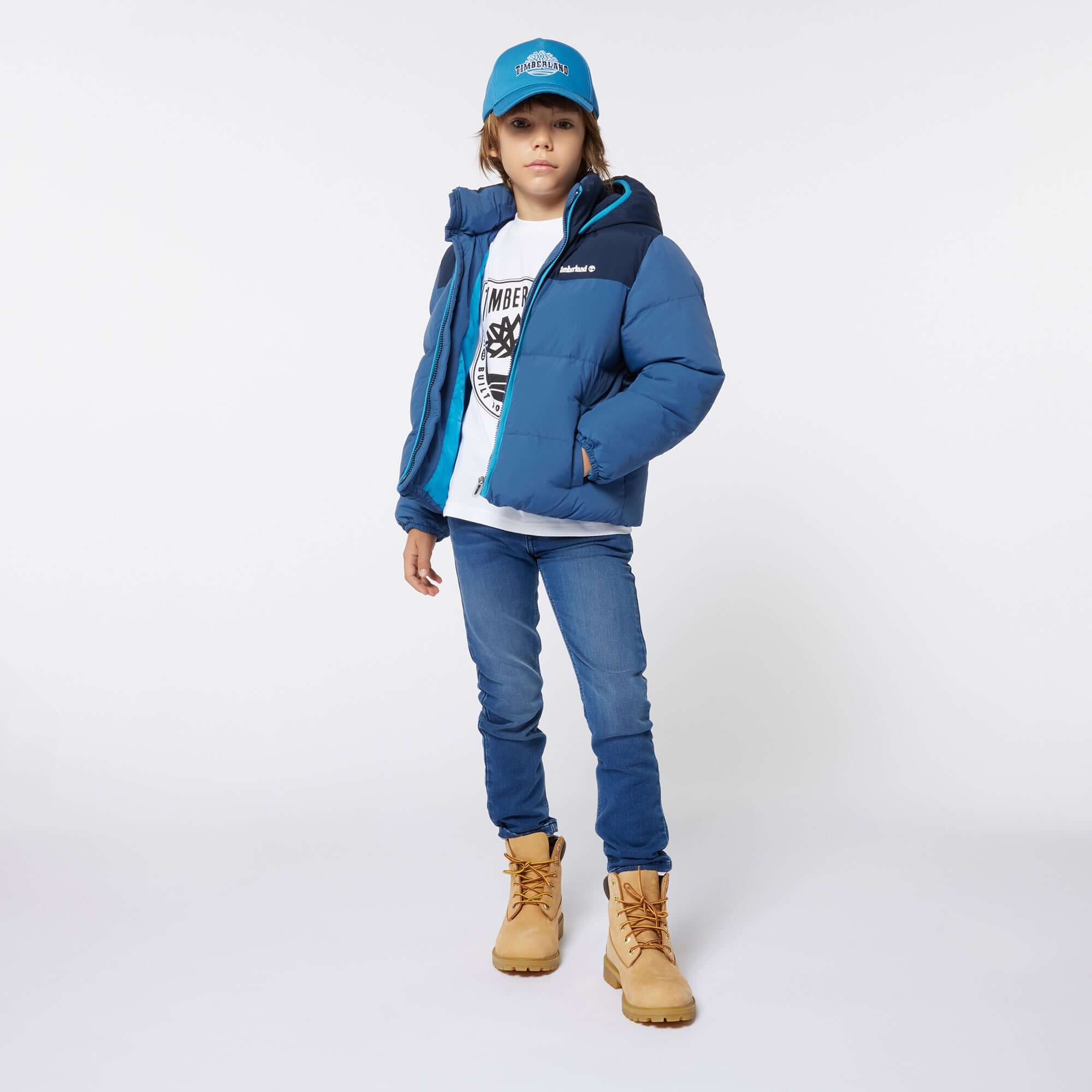 Timberland Kids Boys Blue Puffer Coat Timberland Kids Boys Blue Puffer Coat