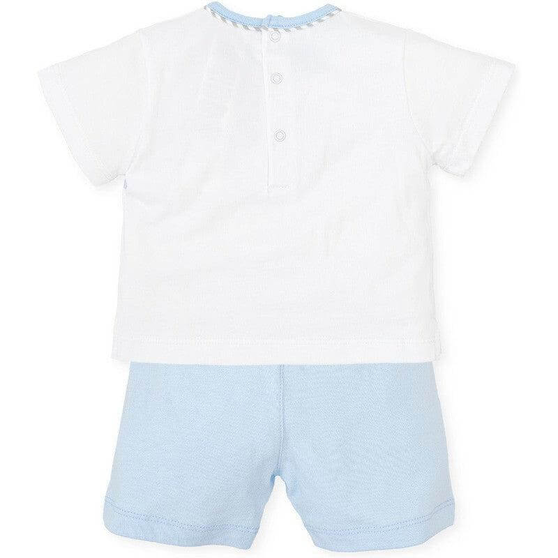Tutto Piccolo Boys White & Blue Shorts Set Tutto Piccolo Boys White & Blue Shorts Set
