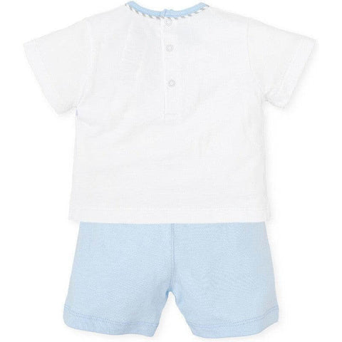 Tutto Piccolo Boys White & Blue Shorts Set Tutto Piccolo Boys White & Blue Shorts Set