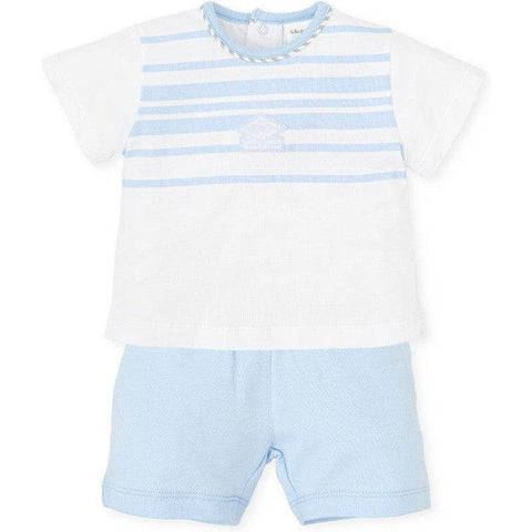 Tutto Piccolo Boys White & Blue Shorts Set Tutto Piccolo Boys White & Blue Shorts Set