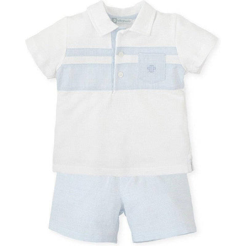 Tutto Piccolo Boys White Polo Shirt & Shorts Set Tutto Piccolo Boys White Polo Shirt & Shorts Set