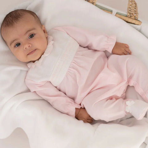 Tutto Piccolo Girls Pink Babygrow with Smocking Tutto Piccolo Girls Pink Babygrow with Smocking