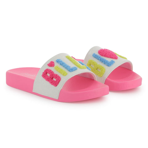 BILLIEBLUSH Girls Pink Logo Slides BILLIEBLUSH Girls Pink Logo Slides