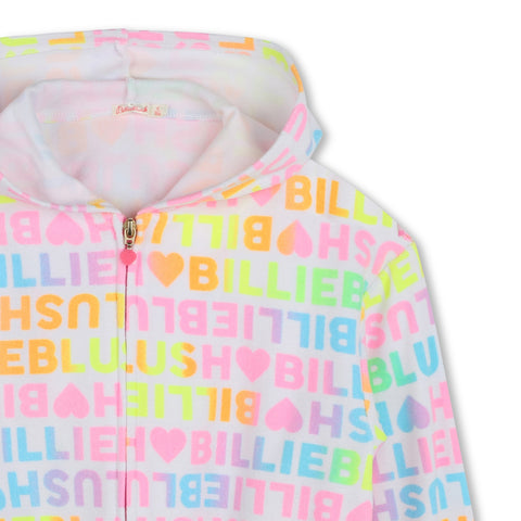 Billieblush Girls White Logo Hooded Cardigan Billieblush Girls White Logo Hooded Cardigan