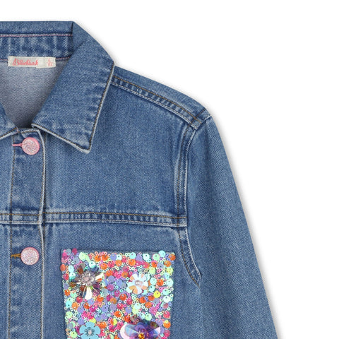 Billieblush Girls Denim Sequin Jacket Billieblush Girls Denim Sequin Jacket
