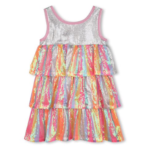 Billieblush Girls Pink Frill Sequin Dress Billieblush Girls Pink Frill Sequin Dress