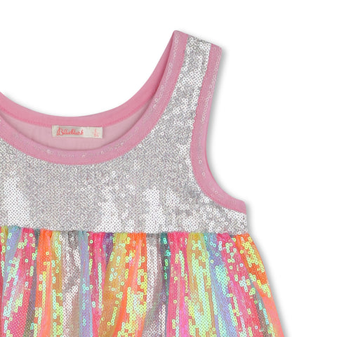 Billieblush Girls Pink Frill Sequin Dress Billieblush Girls Pink Frill Sequin Dress