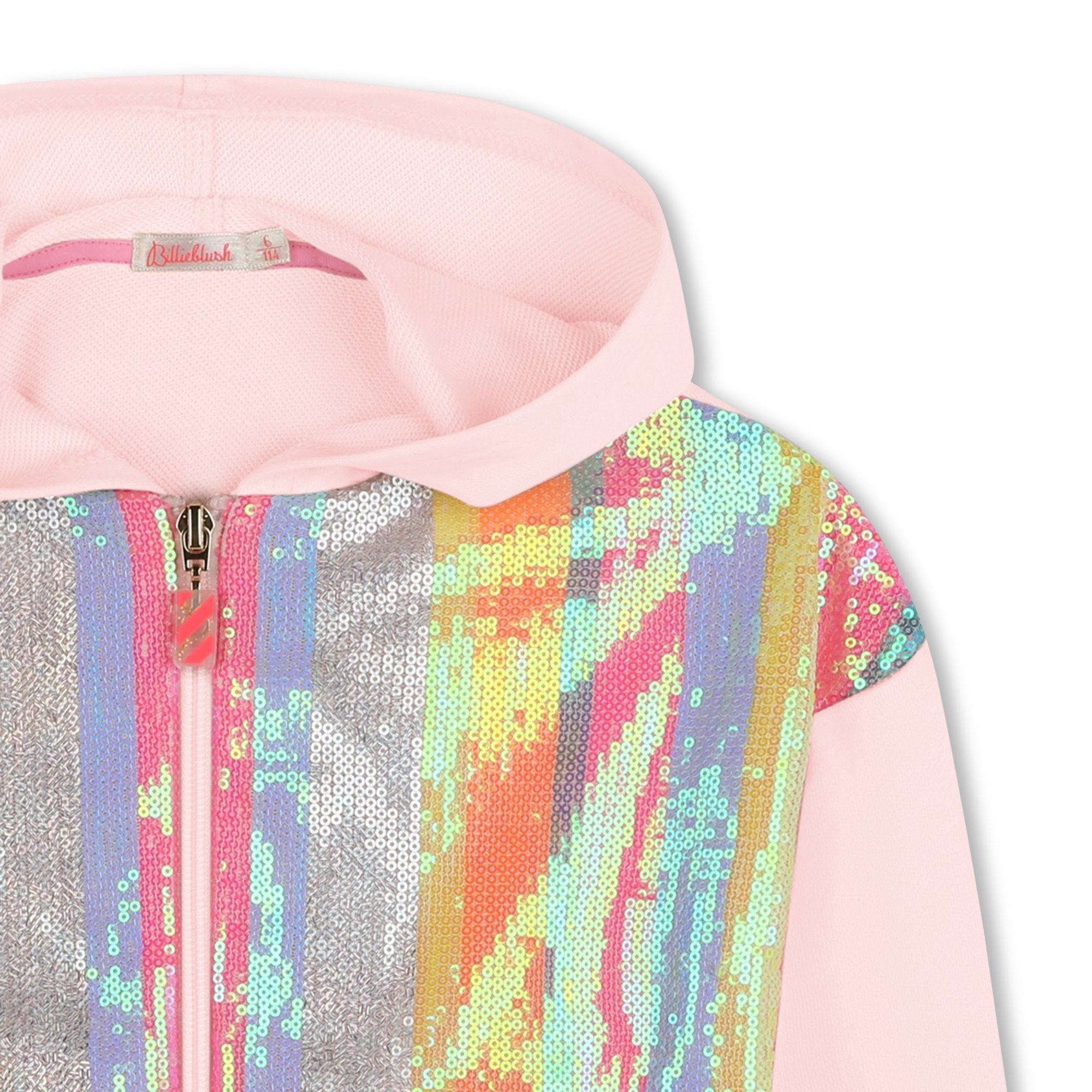Billieblush Girls Pink Sequin Hooded Cardigan Billieblush Girls Pink Sequin Hooded Cardigan