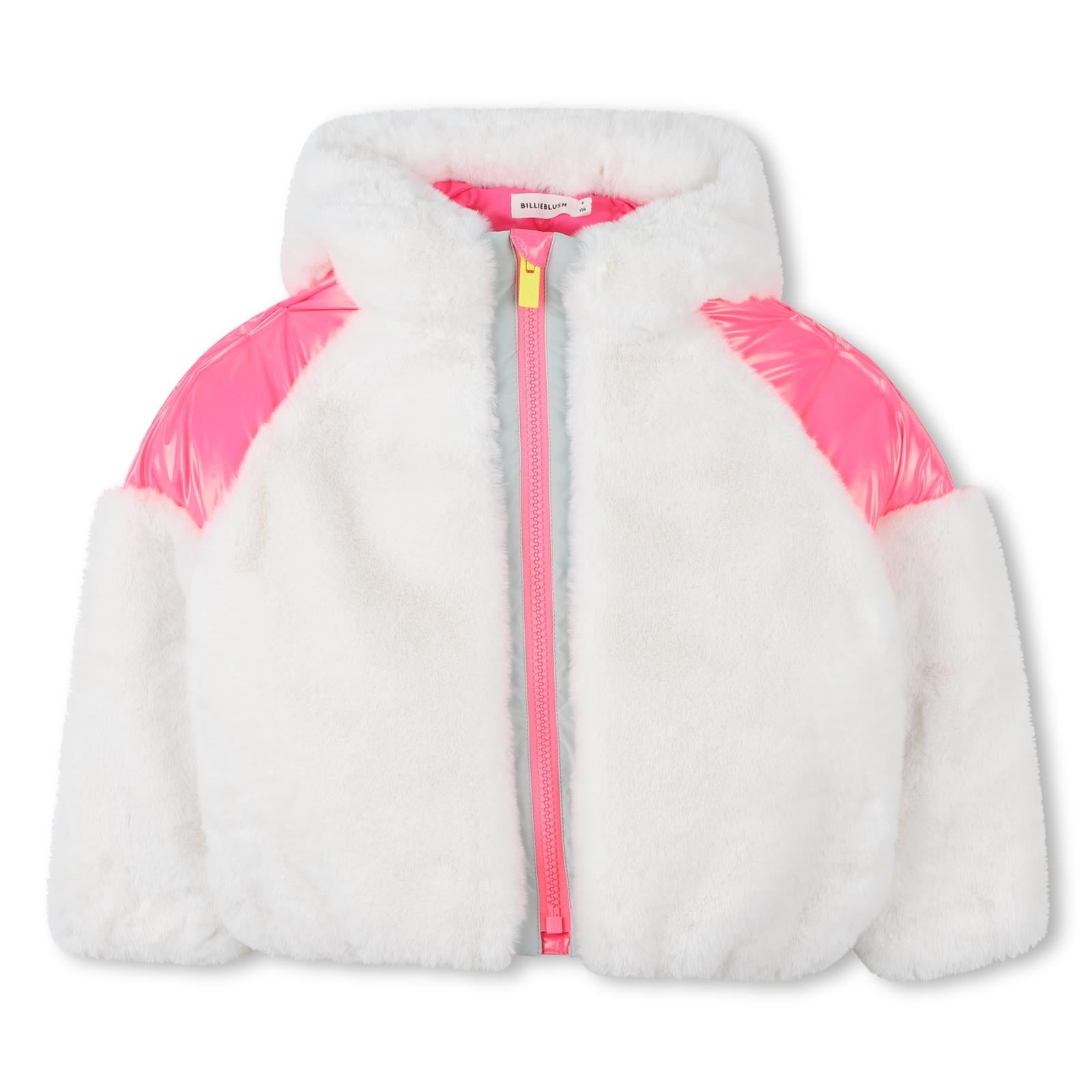 BILLIEBLUSH Girls White Faux Fur Jacket BILLIEBLUSH Girls White Faux Fur Jacket