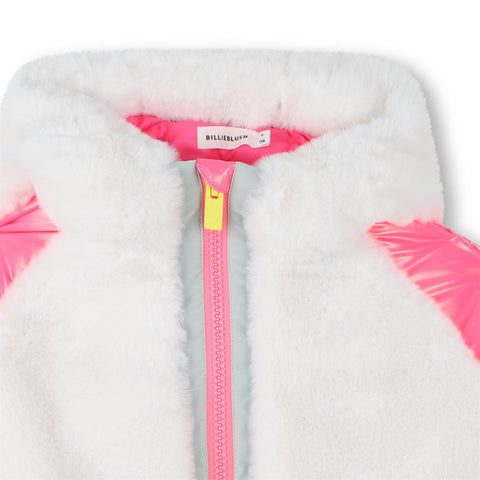 BILLIEBLUSH Girls White Faux Fur Jacket BILLIEBLUSH Girls White Faux Fur Jacket
