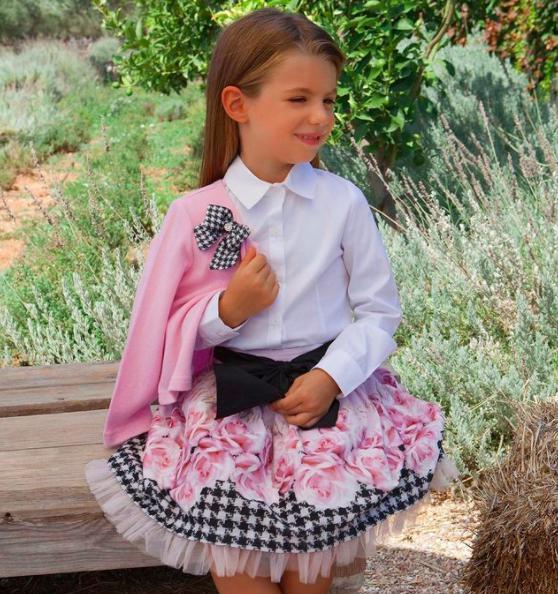 Balloon Chic Girls Black & Pink Rose Skirt Balloon Chic Girls Black & Pink Rose Skirt