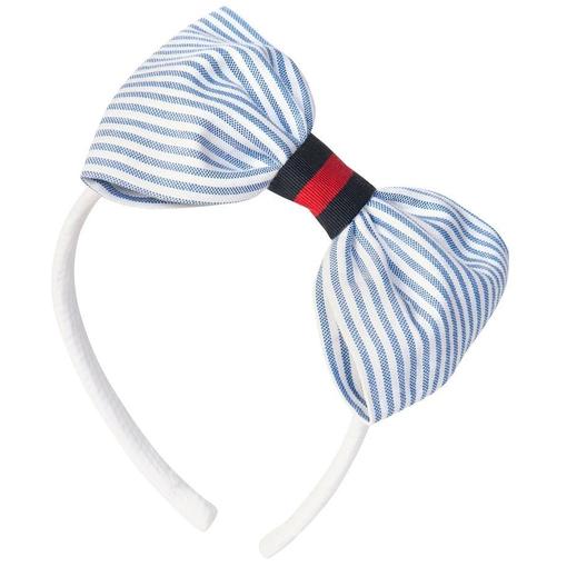 Balloon Chic Girls Blue Stripe Bow Headband Balloon Chic Girls Blue Stripe Bow Headband