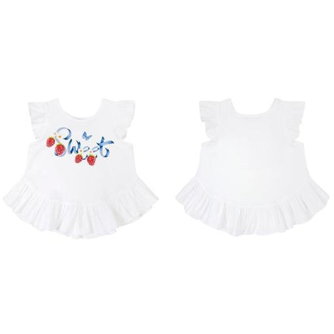 Balloon Chic Girls White Strawberry Top Balloon Chic Girls White Strawberry Top