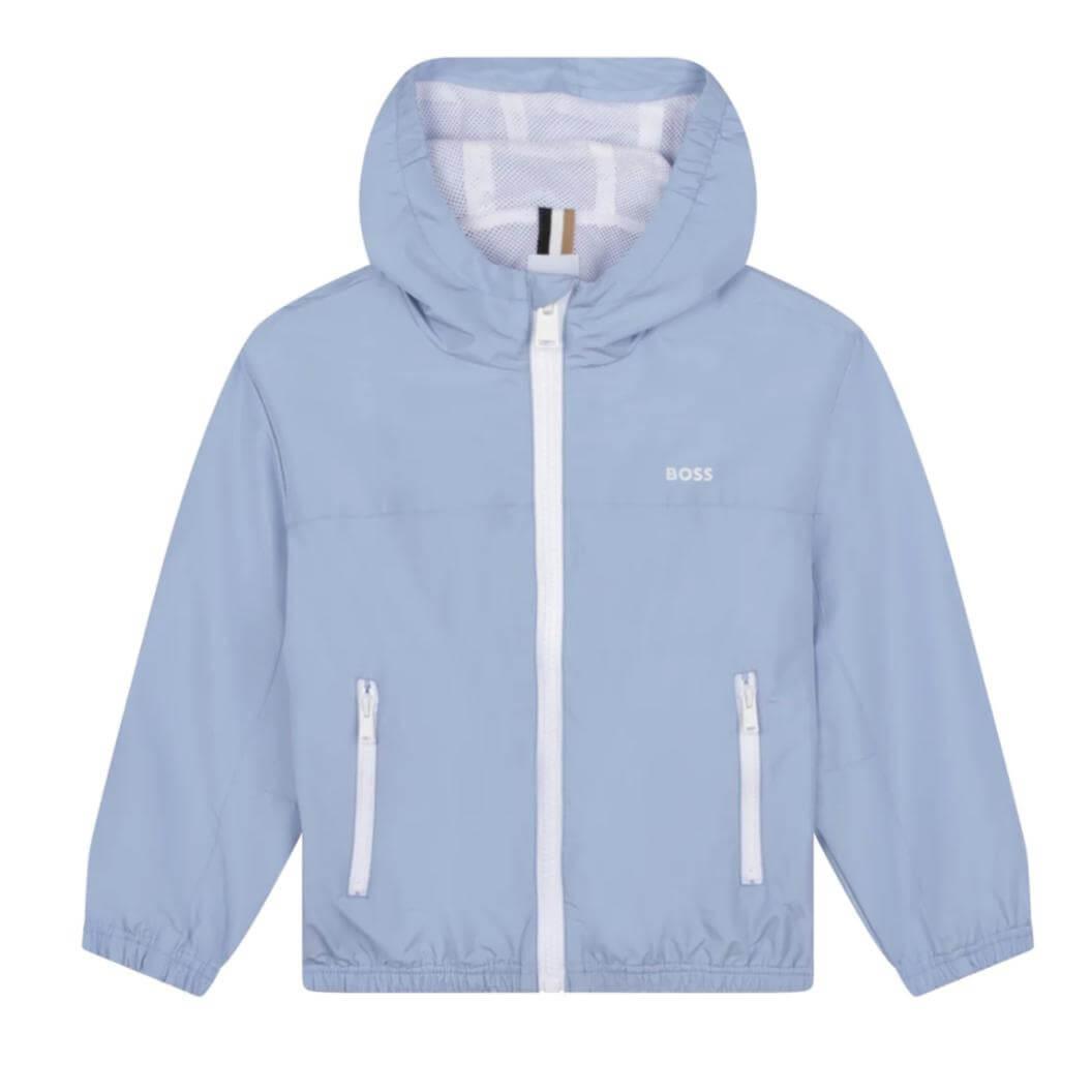 BOSS Boys Blue Hooded Windbreaker BOSS Boys Blue Hooded Windbreaker