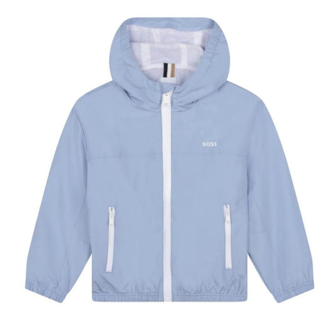 BOSS Boys Blue Hooded Windbreaker BOSS Boys Blue Hooded Windbreaker