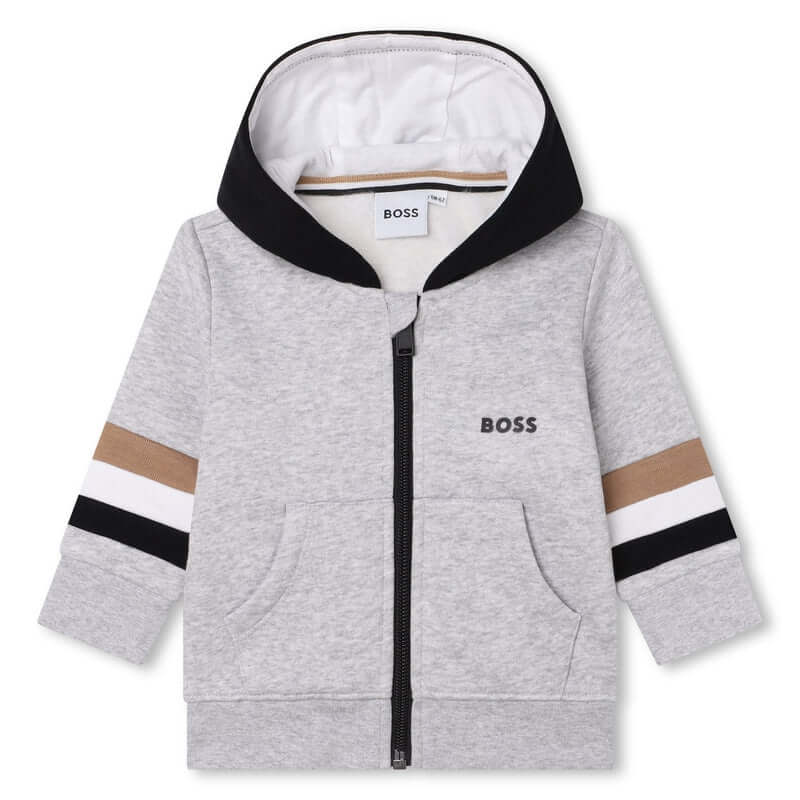 BOSS Boys Grey Hooded Cardigan BOSS Boys Grey Hooded Cardigan