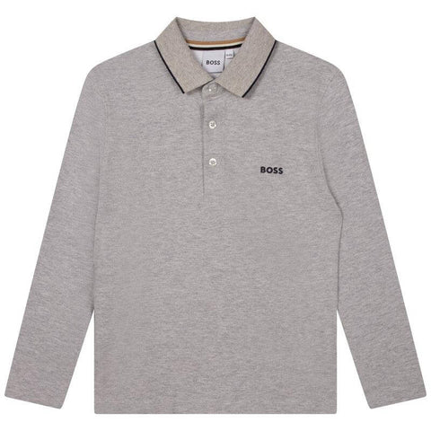 BOSS Boys Grey Long Sleeve Polo BOSS Boys Grey Long Sleeve Polo