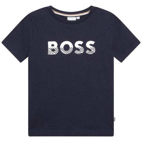 BOSS Boys Navy Logo Short Sleeve T-Shirt BOSS Boys Navy Logo Short Sleeve T-Shirt