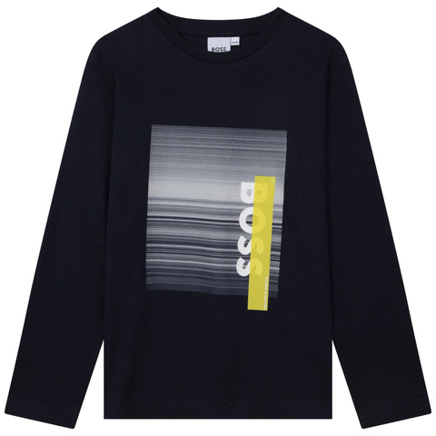 BOSS Boys Navy Long Sleeve T-Shirt BOSS Boys Navy Long Sleeve T-Shirt