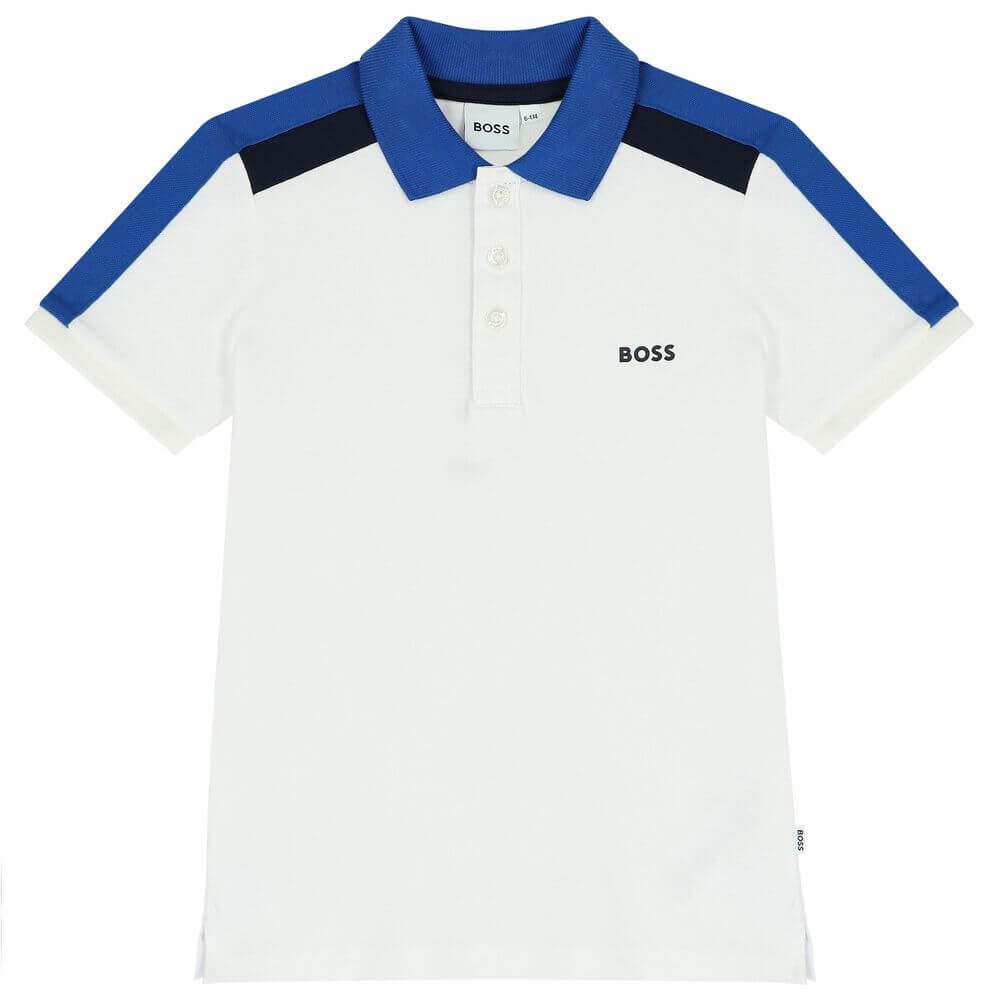 BOSS Boys White Short Sleeve Polo BOSS Boys White Short Sleeve Polo
