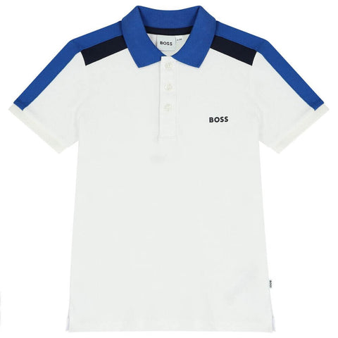 BOSS Boys White Short Sleeve Polo BOSS Boys White Short Sleeve Polo