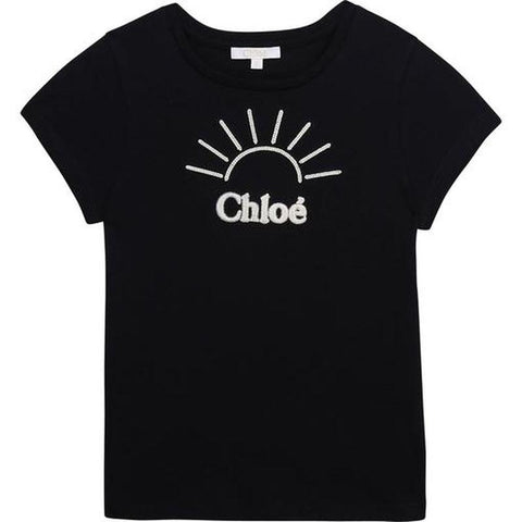 Chloe Girls Navy Cotton Logo T-shirt Chloe Girls Navy Cotton Logo T-shirt