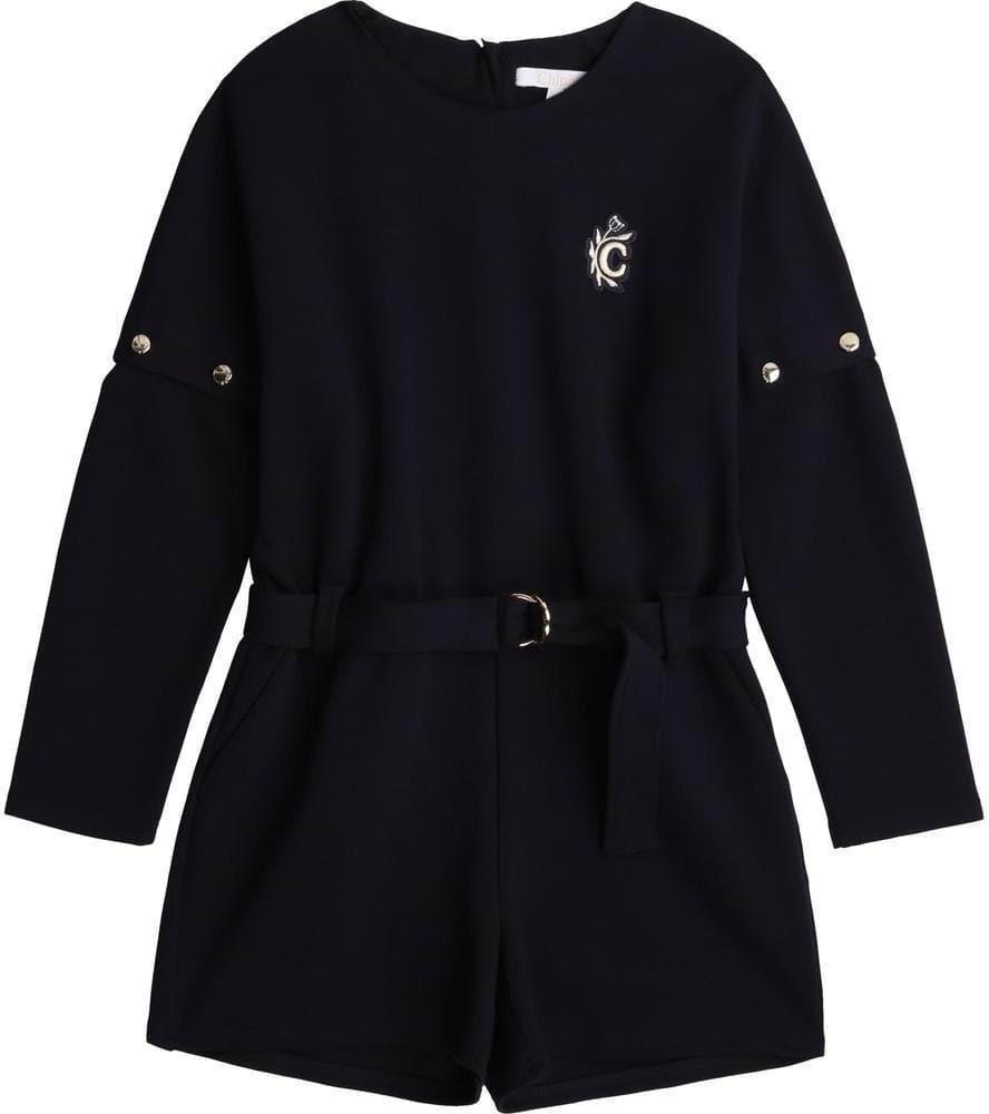 Chloe Girls Navy Embroidered Logo Playsuit Chloe Girls Navy Embroidered Logo Playsuit