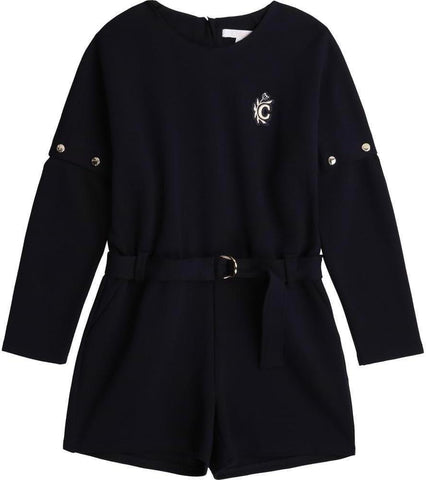 Chloe Girls Navy Embroidered Logo Playsuit Chloe Girls Navy Embroidered Logo Playsuit