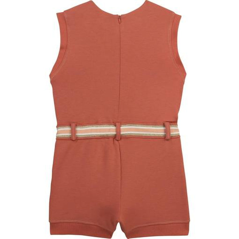 Chloe Girls Peach Cotton Playsuit Chloe Girls Peach Cotton Playsuit
