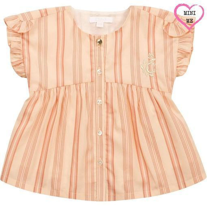 Chloe Girls Peach Striped Cotton Blouse Chloe Girls Peach Striped Cotton Blouse