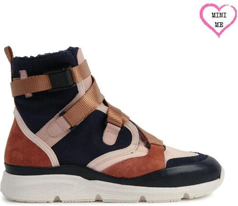 Chloe Girls Pink & Navy Sonnie Hi-Top Trainers Chloe Girls Pink & Navy Sonnie Hi-Top Trainers
