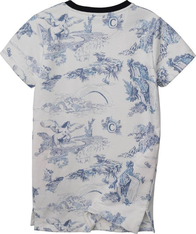 Chloe Girls White & Blue Patterned Dress Chloe Girls White & Blue Patterned Dress