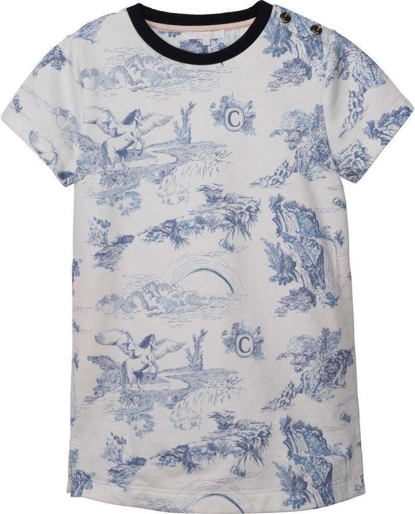 Chloe Girls White & Blue Patterned Dress Chloe Girls White & Blue Patterned Dress