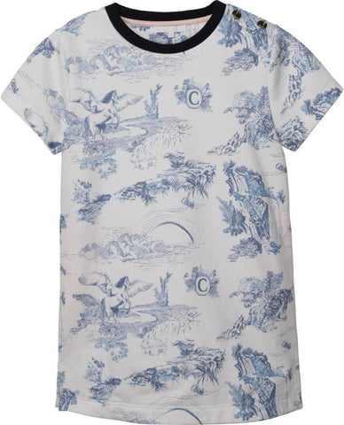 Chloe Girls White & Blue Patterned Dress Chloe Girls White & Blue Patterned Dress