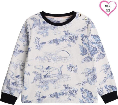 Chloe Girls White & Blue Patterned Sweatshirt Chloe Girls White & Blue Patterned Sweatshirt