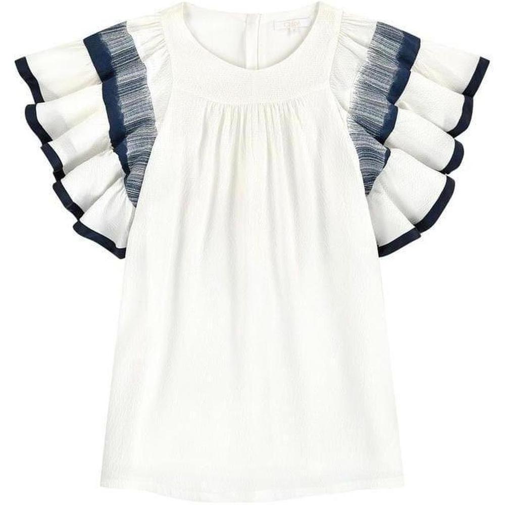 Chloe Ivory & Blue Silk Dress Chloe Ivory & Blue Silk Dress