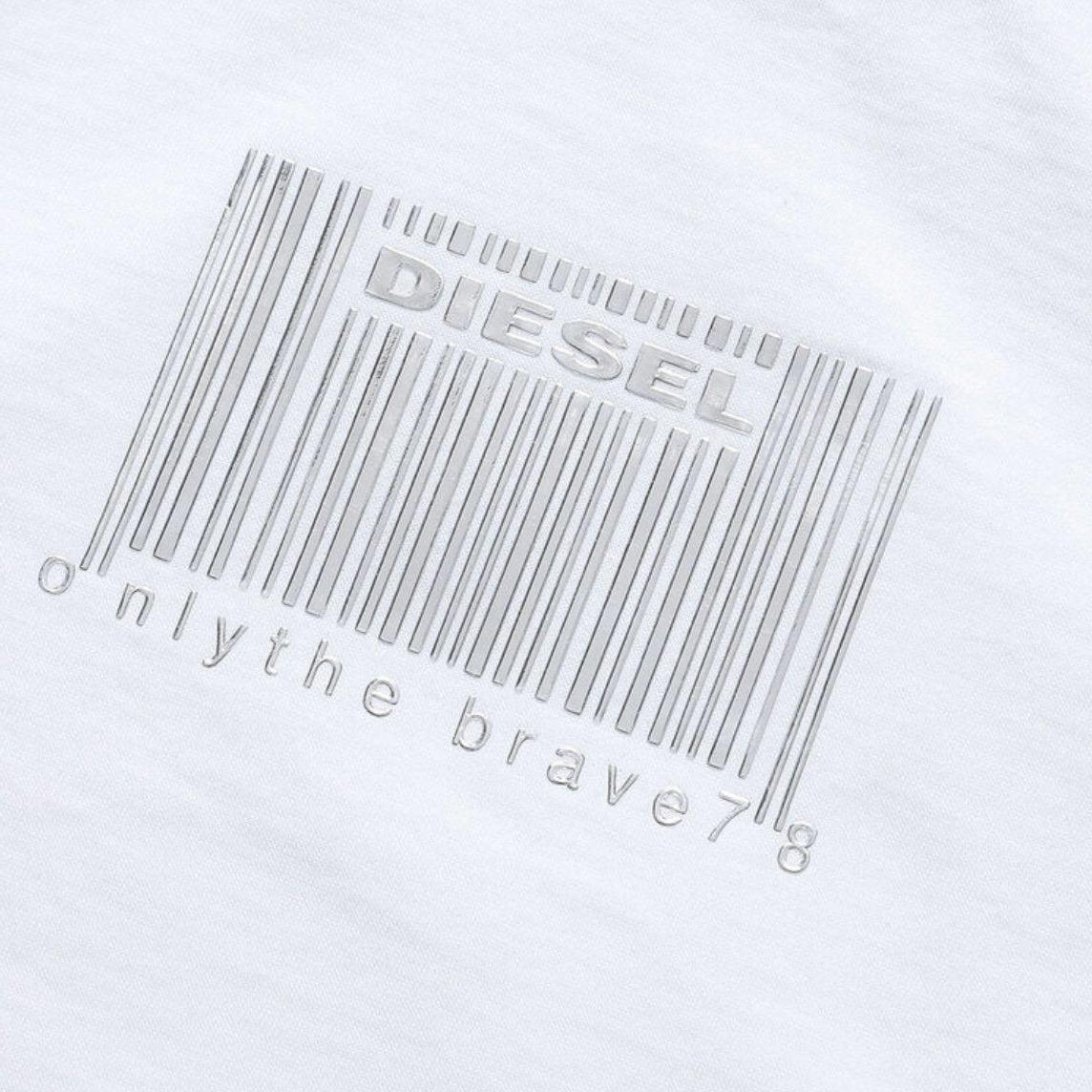 Diesel Boys White Barcode T-Shirt Diesel Boys White Barcode T-Shirt