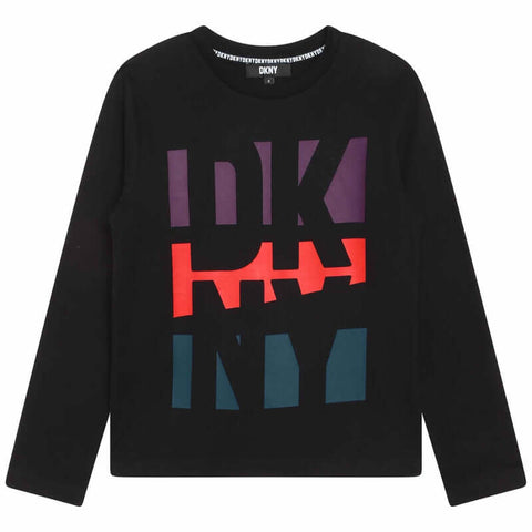 DKNY Boys Black Long Sleeve T-Shirt DKNY Boys Black Long Sleeve T-Shirt