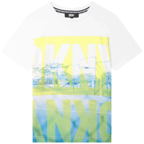 DKNY Boys White Cotton Logo T-Shirt DKNY Boys White Cotton Logo T-Shirt