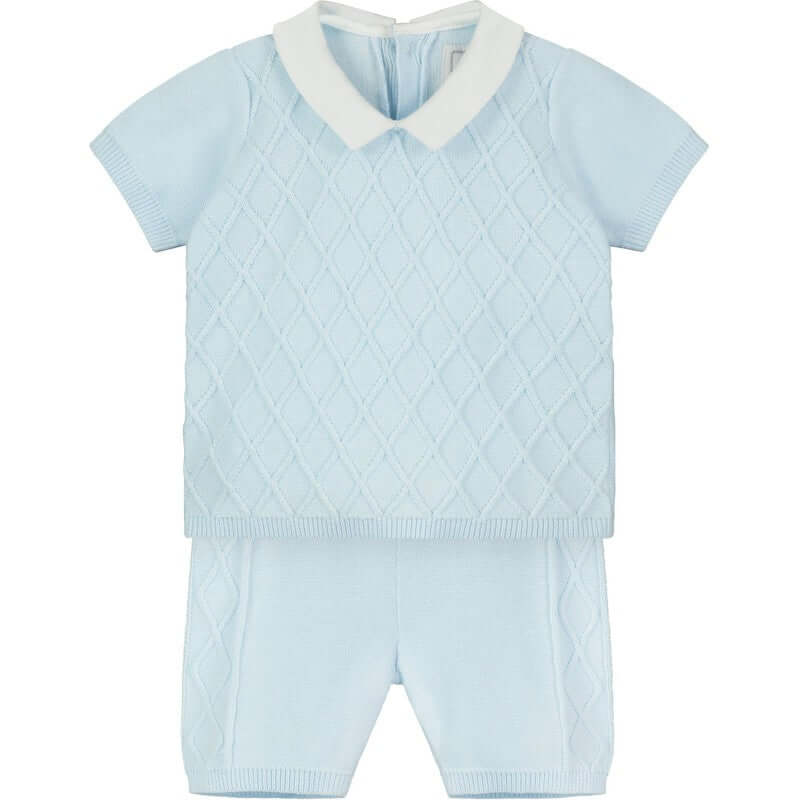 Emile Et Rose Boys Blue Cotton Diamond Short Set Emile Et Rose Boys Blue Cotton Diamond Short Set