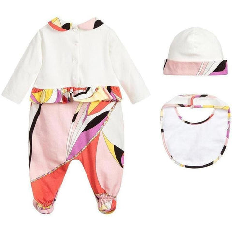 Emilio Pucci Girls White Babygrow Set Emilio Pucci Girls White Babygrow Set