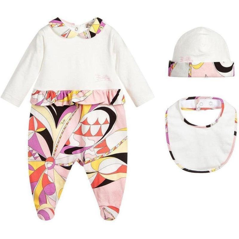 Emilio Pucci Girls White Babygrow Set Emilio Pucci Girls White Babygrow Set