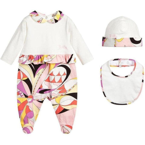 Emilio Pucci Girls White Babygrow Set Emilio Pucci Girls White Babygrow Set
